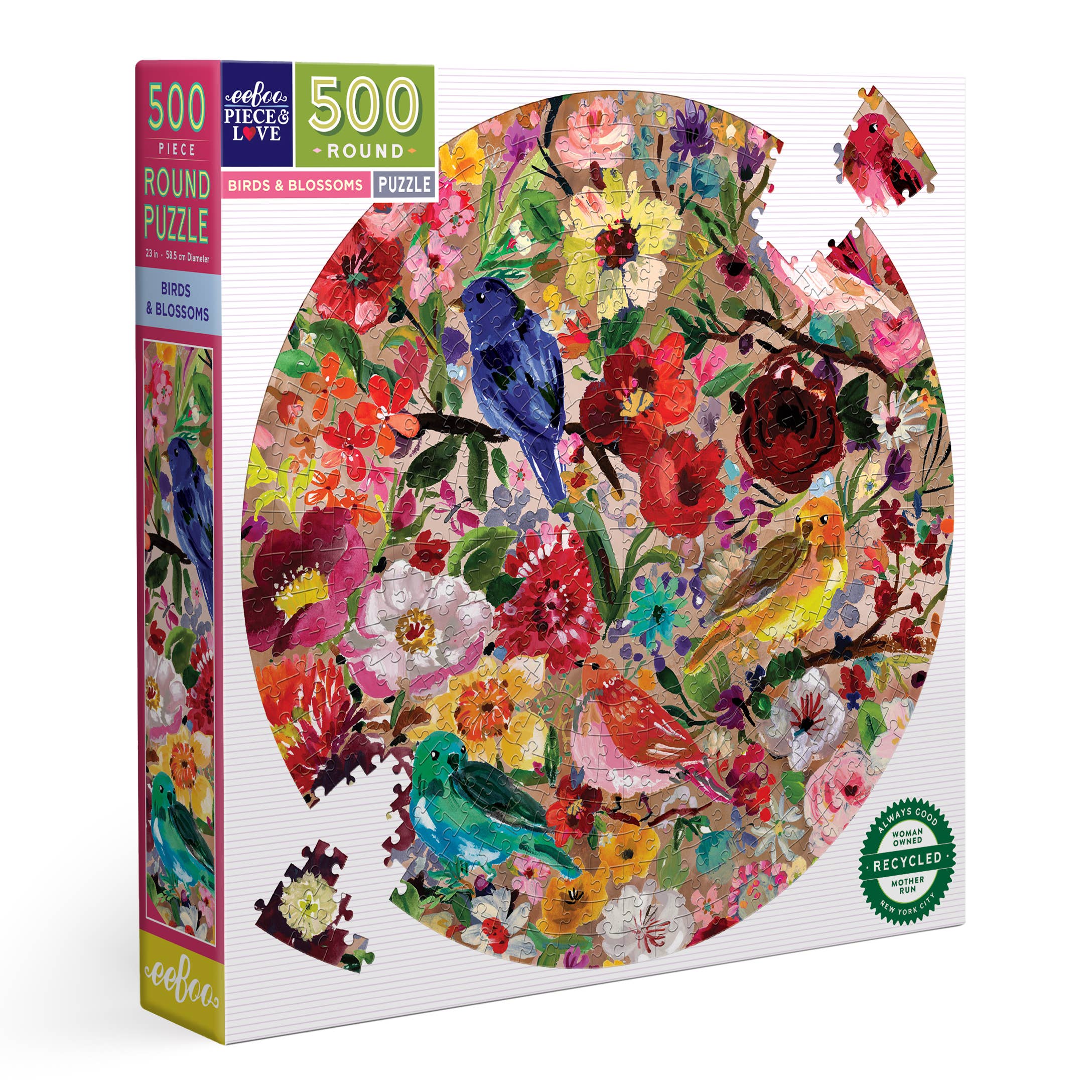 Birds and Blossoms 500pc Round Puzzle