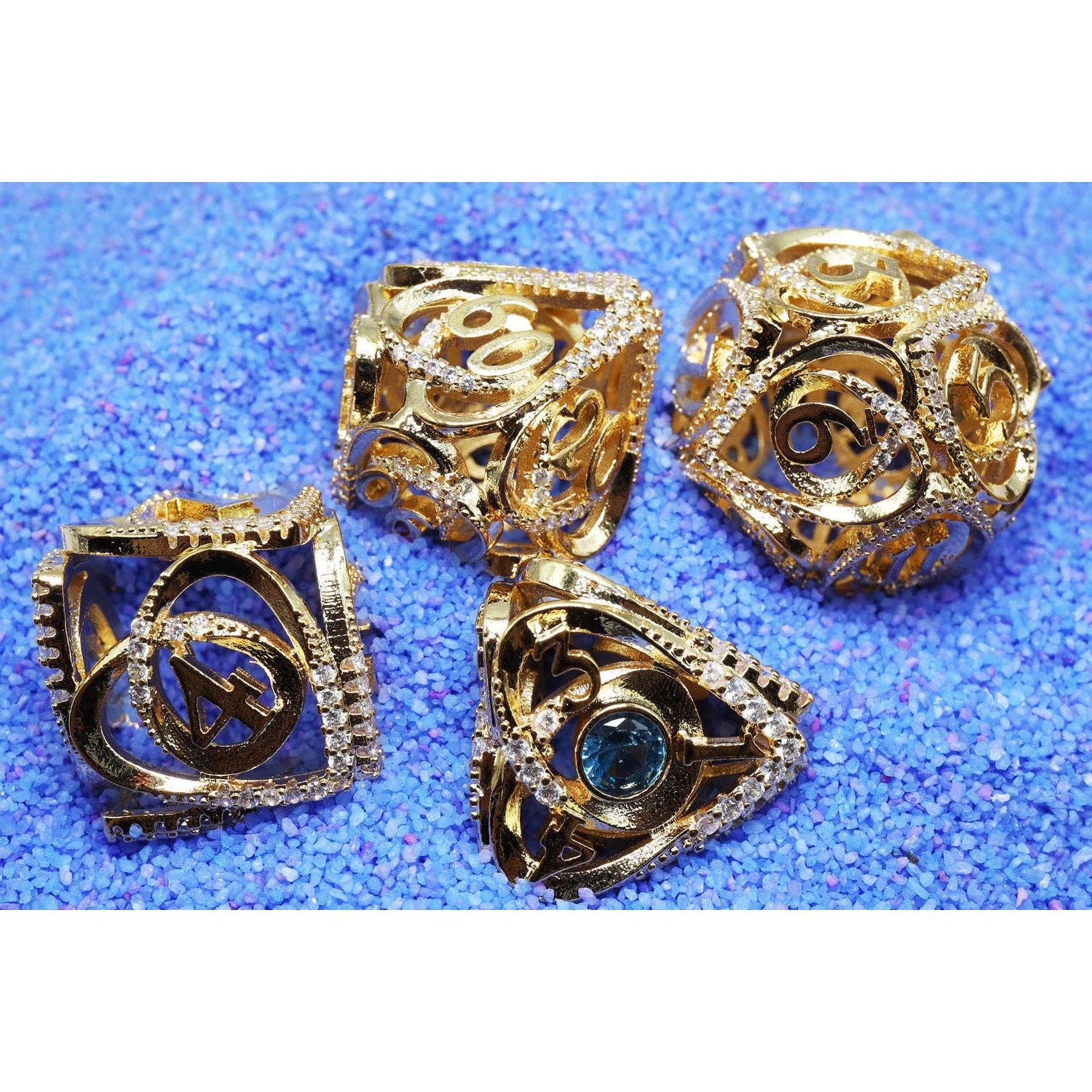 Hollow Hearts: Jeweled Gold - Metal RPG Dice Set