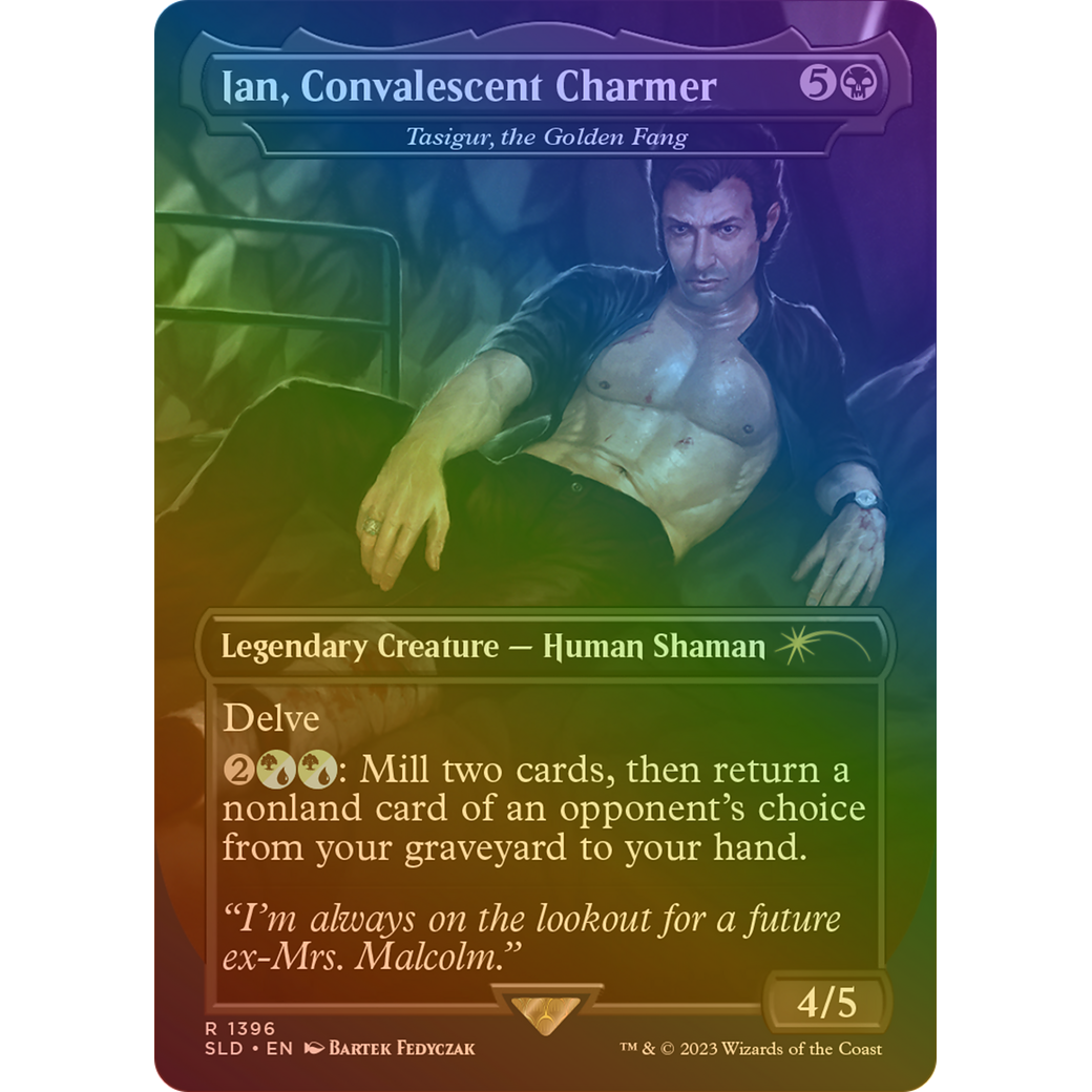 Ian, Convalescent Charmer - Tasigur, the Golden Fang (Rainbow Foil) (SLD-1396) - Secret Lair Drop / Ian, Convalescent Charmer (Borderless) Foil