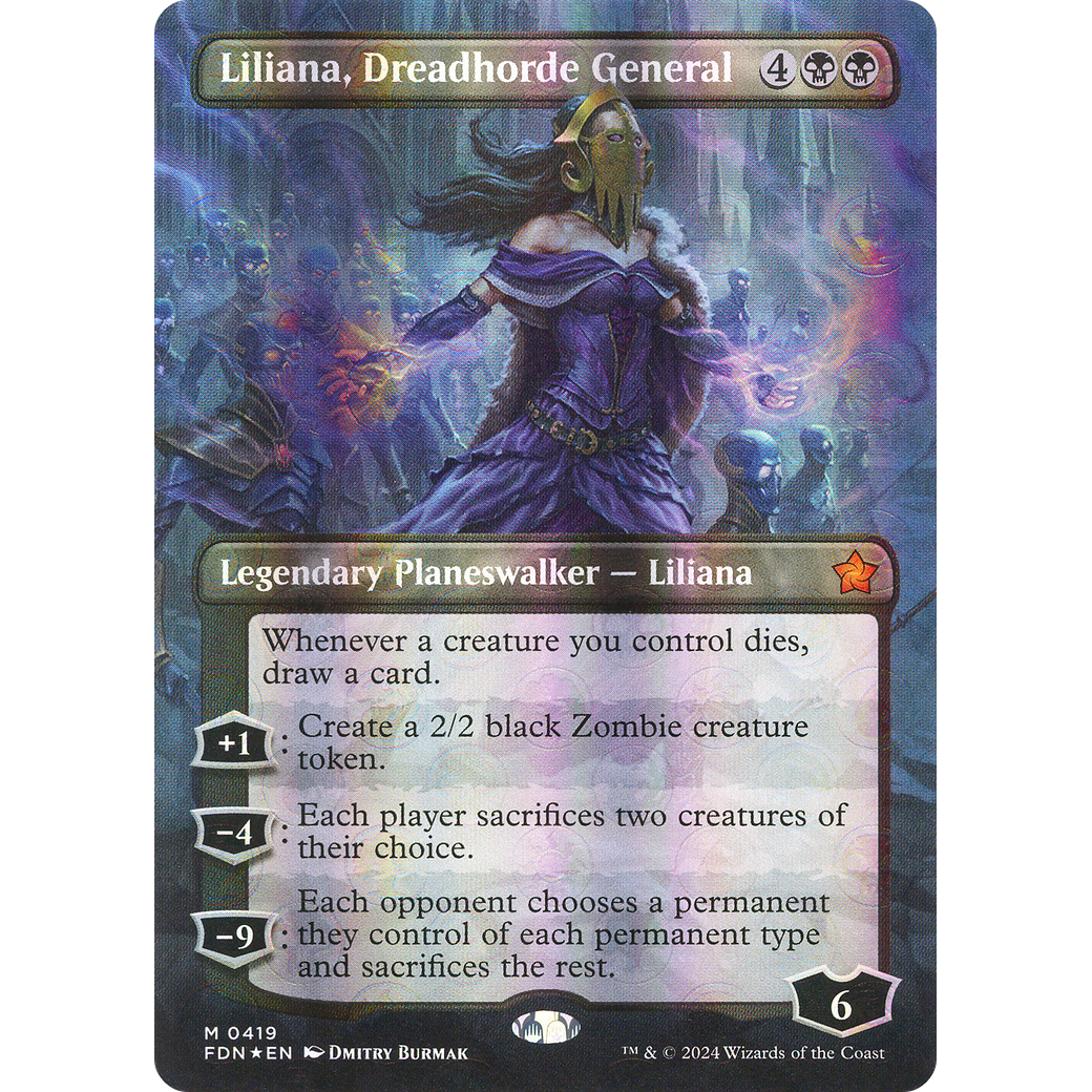 Liliana, Dreadhorde General (FDN-419) - Foundations (Borderless) Foil