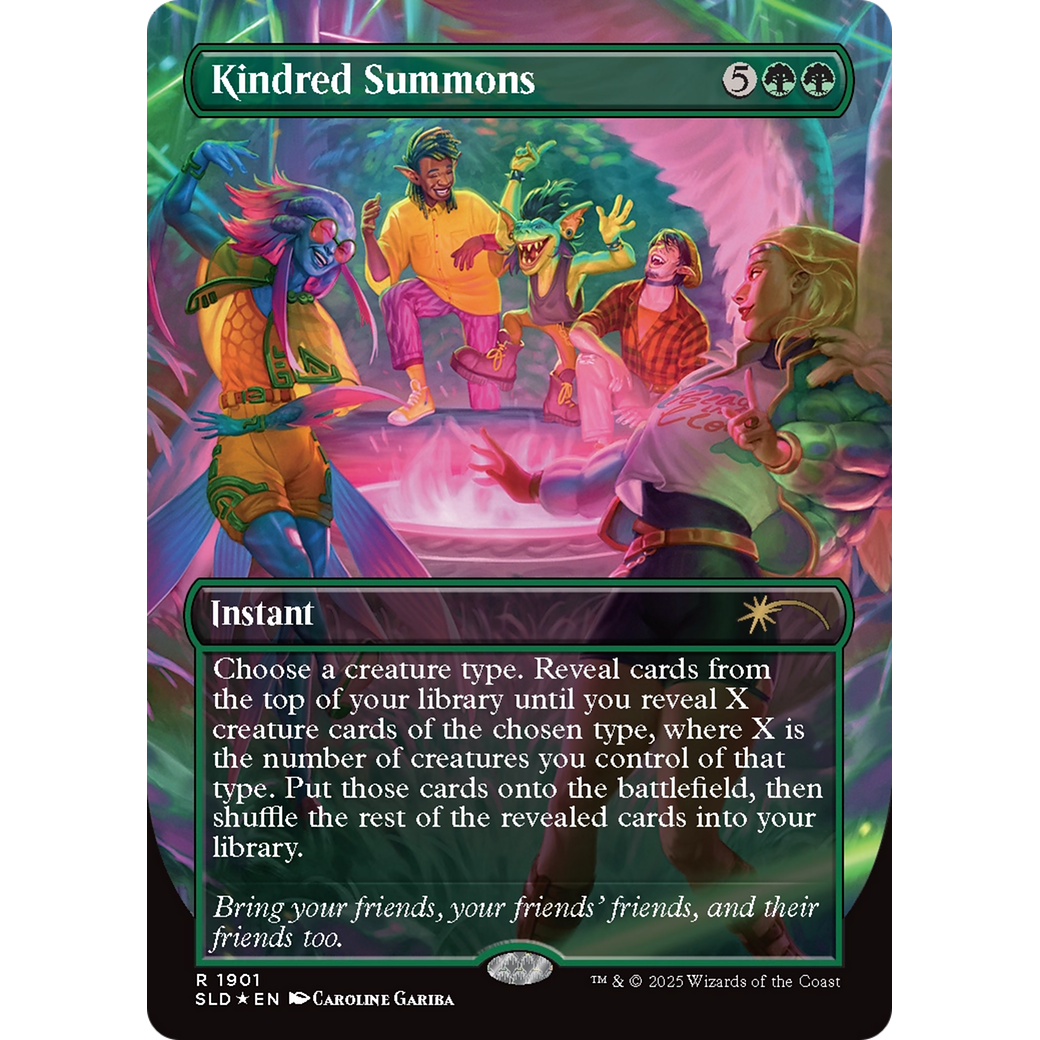 Kindred Summons (Double Rainbow Foil) (SLD-1901) - Secret Lair Drop (Borderless) Foil