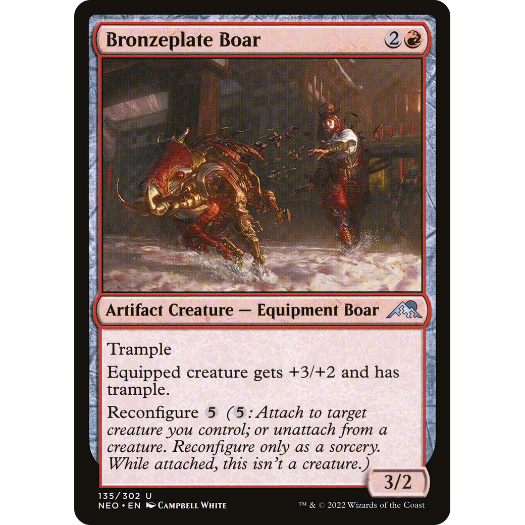 Bronzeplate Boar (NEO-135) - Kamigawa: Neon Dynasty Foil