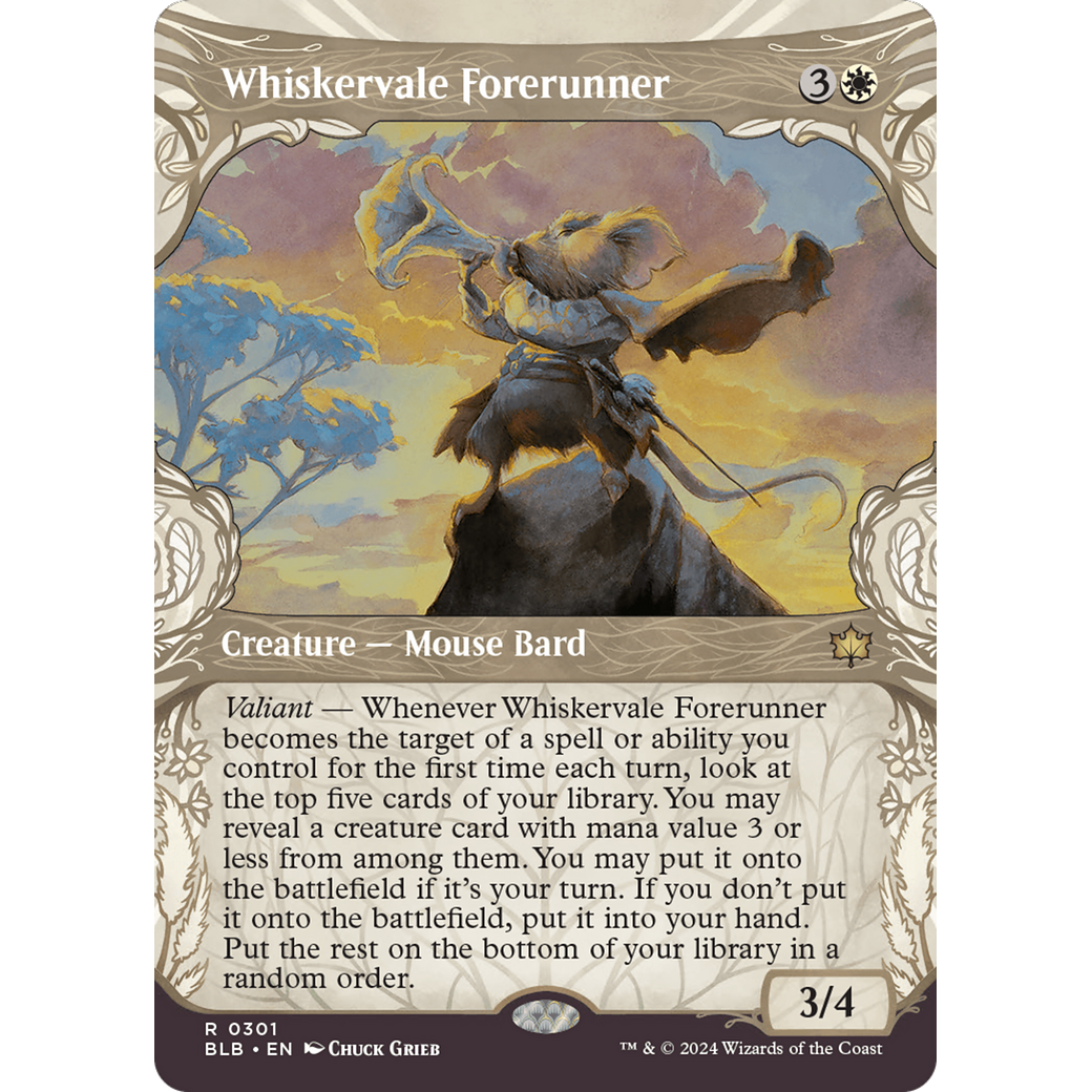 Whiskervale Forerunner (BLB-301) - Bloomburrow: (Showcase) (Borderless) Foil
