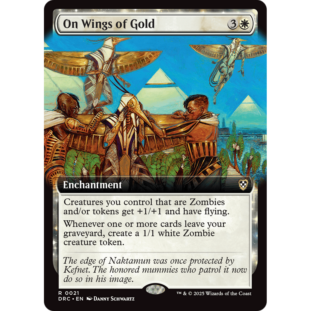 On Wings of Gold (DRC-021) - Commander: Aetherdrift: (enchantment, Extended Art) Foil