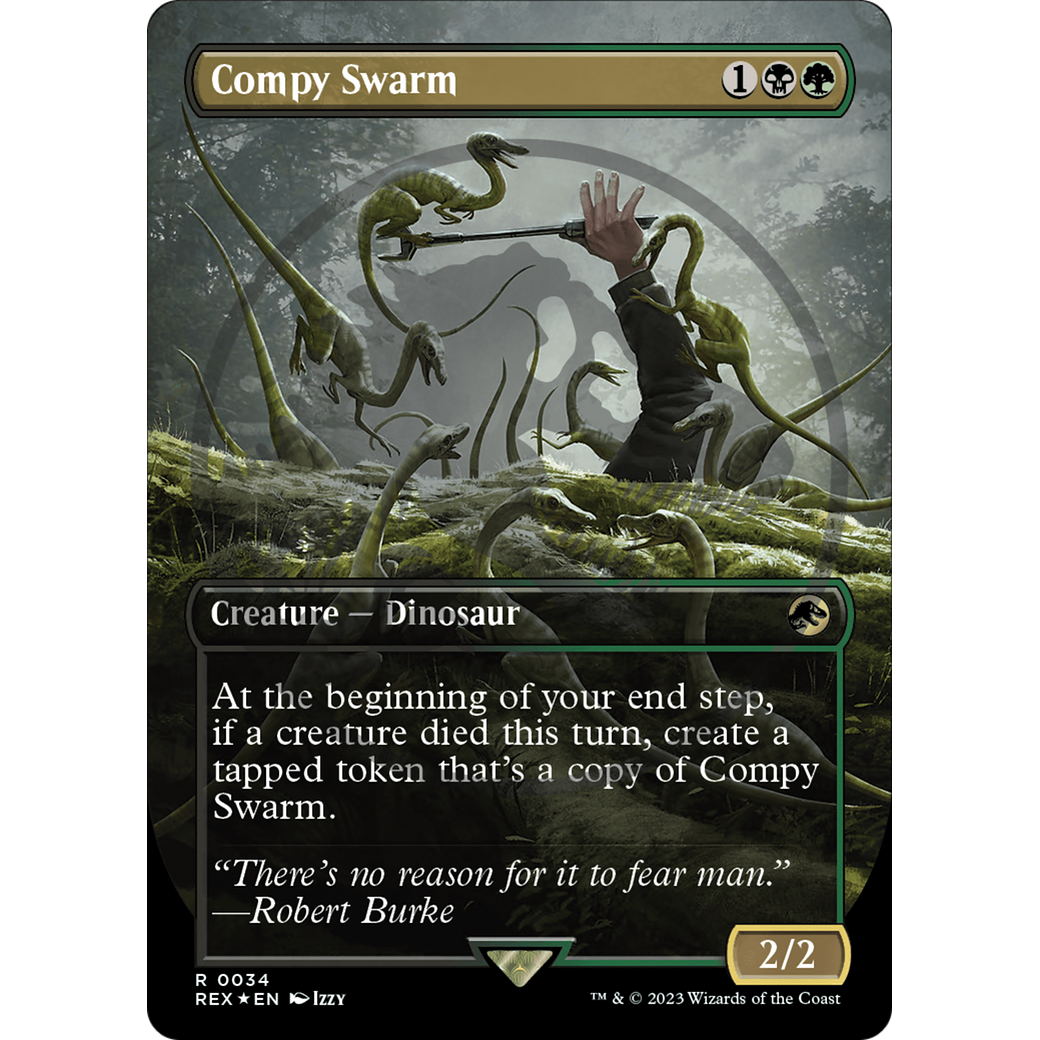 Compy Swarm (Borderless) (Emblem) (REX-034) - Jurassic World Collection (Borderless) Foil
