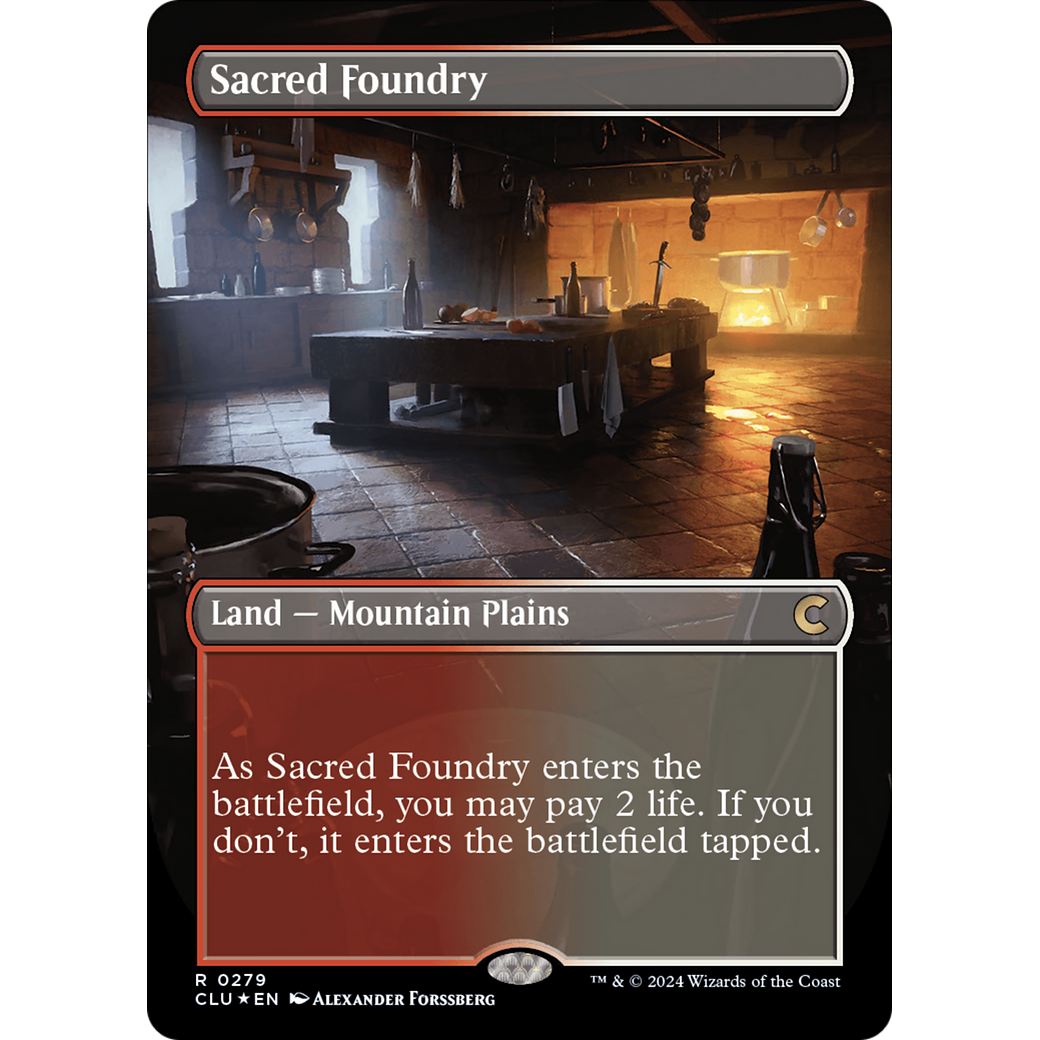 Sacred Foundry (Borderless) (CLU-279) - Ravnica: Clue Edition (Borderless) Foil