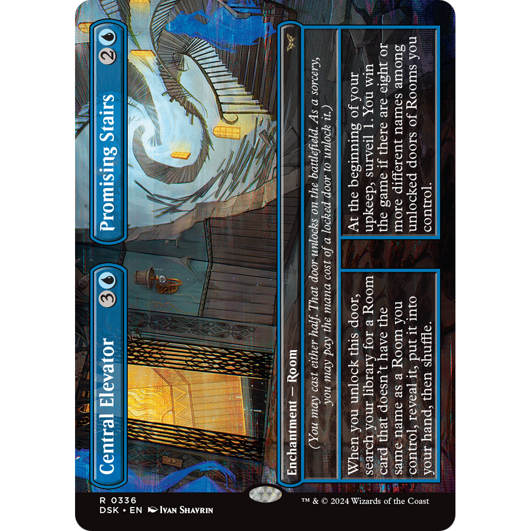 Central Elevator // Promising Stairs (DSK-336) - Duskmourn: House of Horror (Borderless) Foil