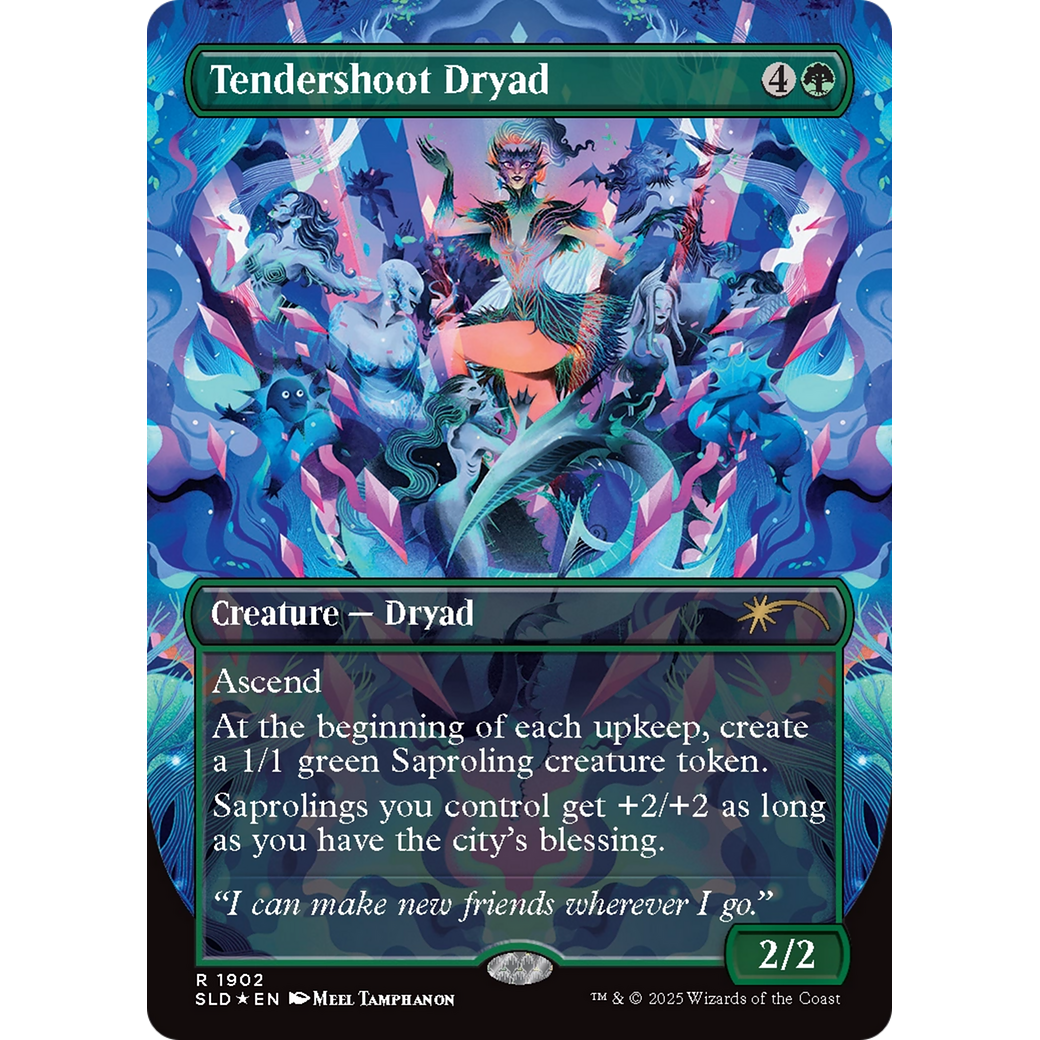 Tendershoot Dryad (Double Rainbow Foil) (SLD-1902) - Secret Lair Drop (Borderless) Foil