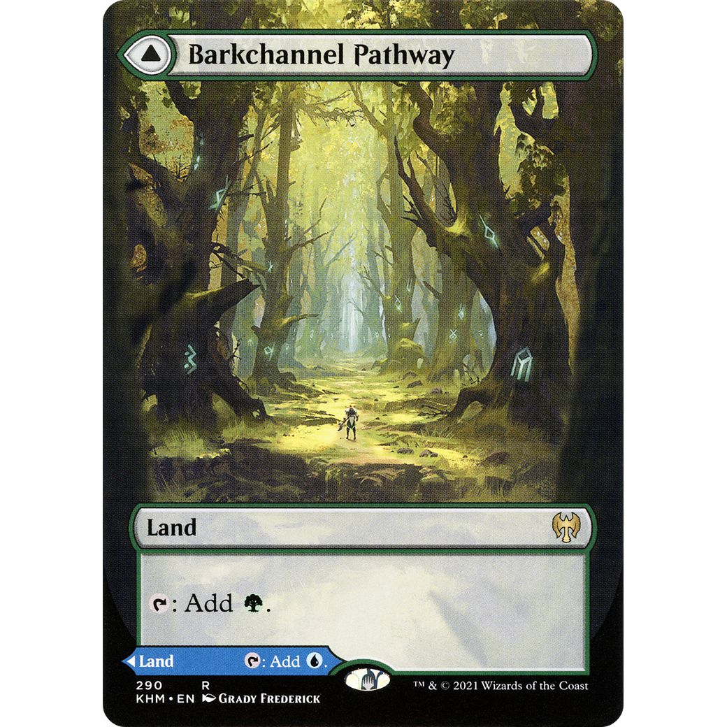 Barkchannel Pathway (Borderless) (KHM-290) - Kaldheim: (Showcase) (Borderless) Foil