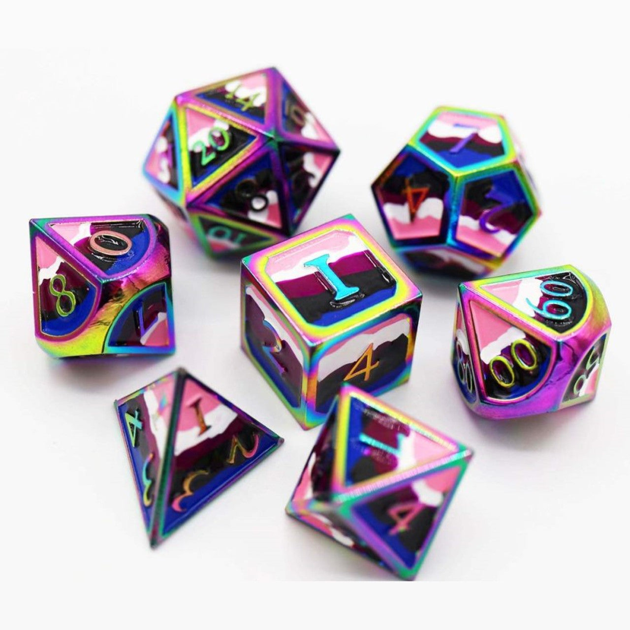 Gender Fluid Pride Flag 7-set Metal Dice