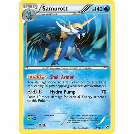 Samurott (32) 32/114 - Black and White Reverse Holofoil