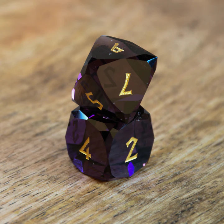 Misty Mountain - Deep Plum - 7-set Multifaceted Glass Dice