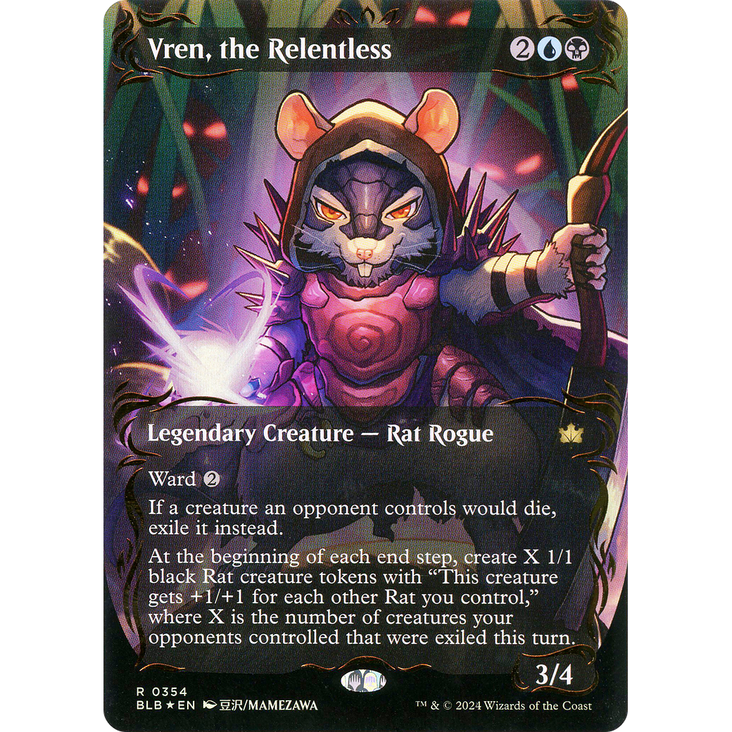Vren, the Relentless (BLB-354) - Bloomburrow: (Showcase) (Borderless) Foil