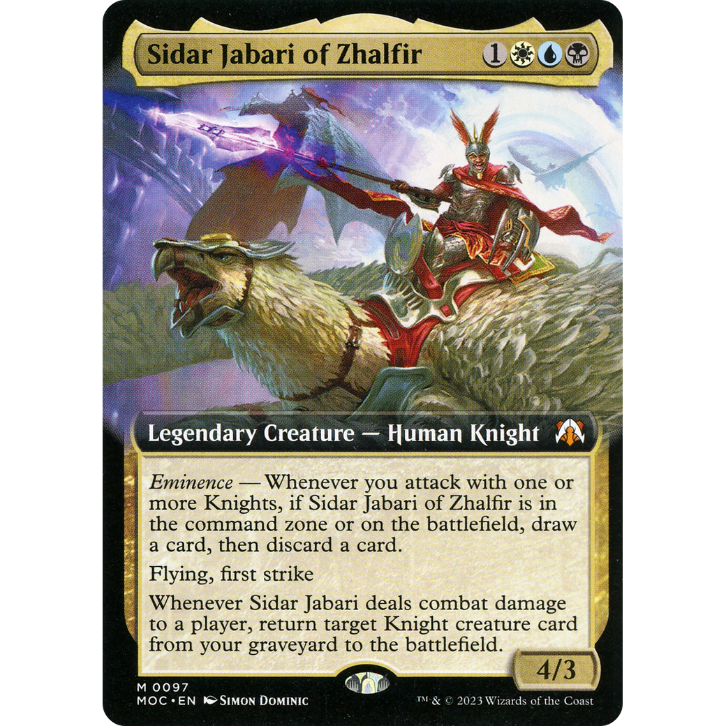 Sidar Jabari of Zhalfir (MOC-097) - March of the Machine Commander: (Extended Art) Foil