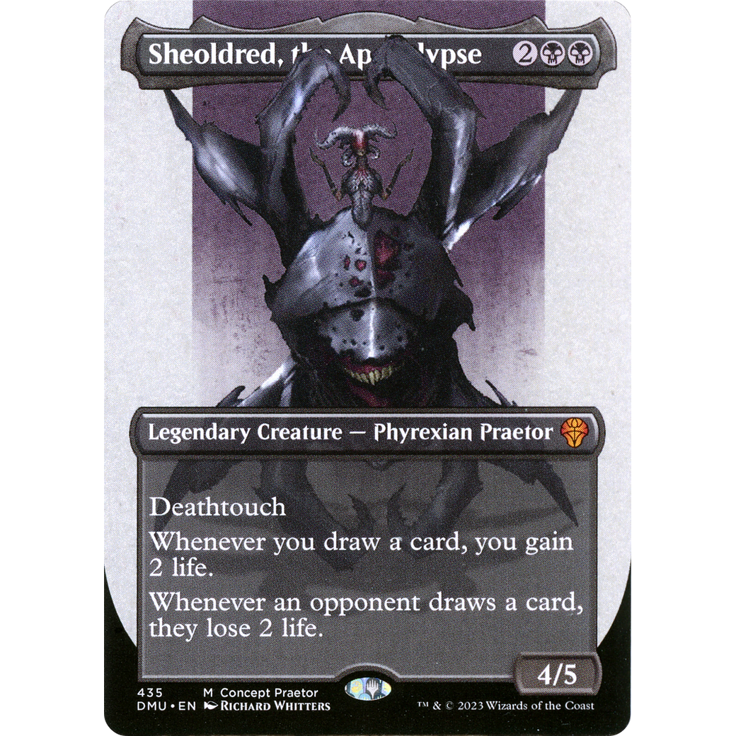 Sheoldred, the Apocalypse (Concept Praetor) (ONE-435) - Dominaria United (Borderless) Foil