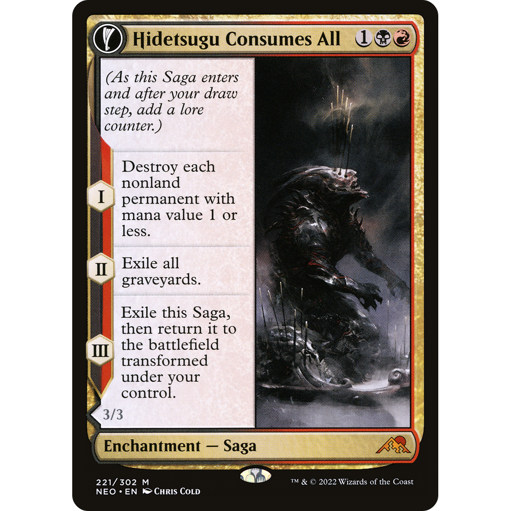 Hidetsugu Consumes All // Vessel of the All-Consuming (NEO-221) - Kamigawa: Neon Dynasty: (fandfc, enchantment) Foil