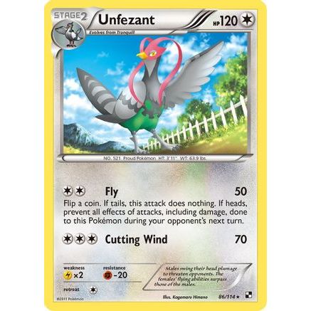 Unfezant 86/114 - Black and White