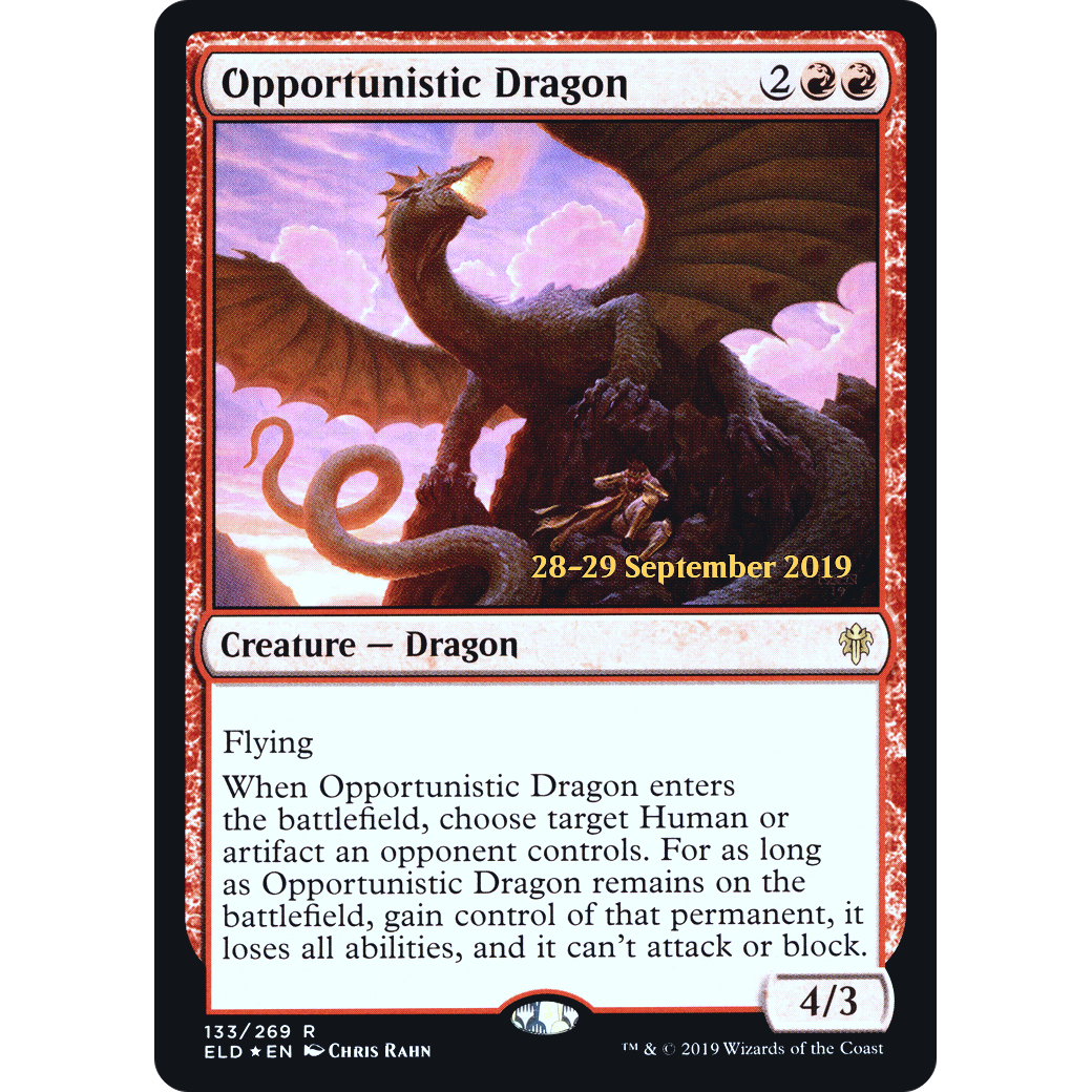 Opportunistic Dragon (PRE-133) - Throne of Eldraine Promos Foil