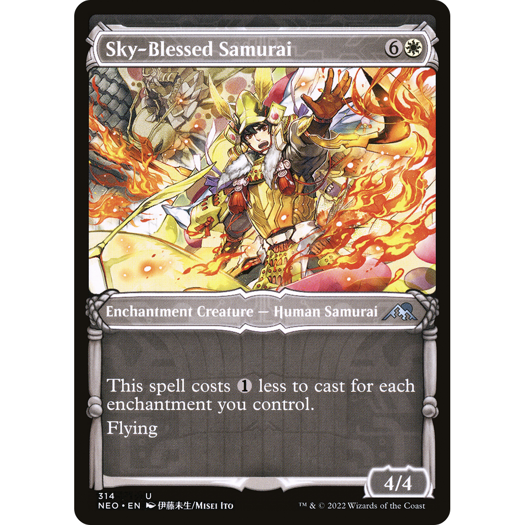 Sky-Blessed Samurai (NEO-314) - Kamigawa: Neon Dynasty: (Showcase)