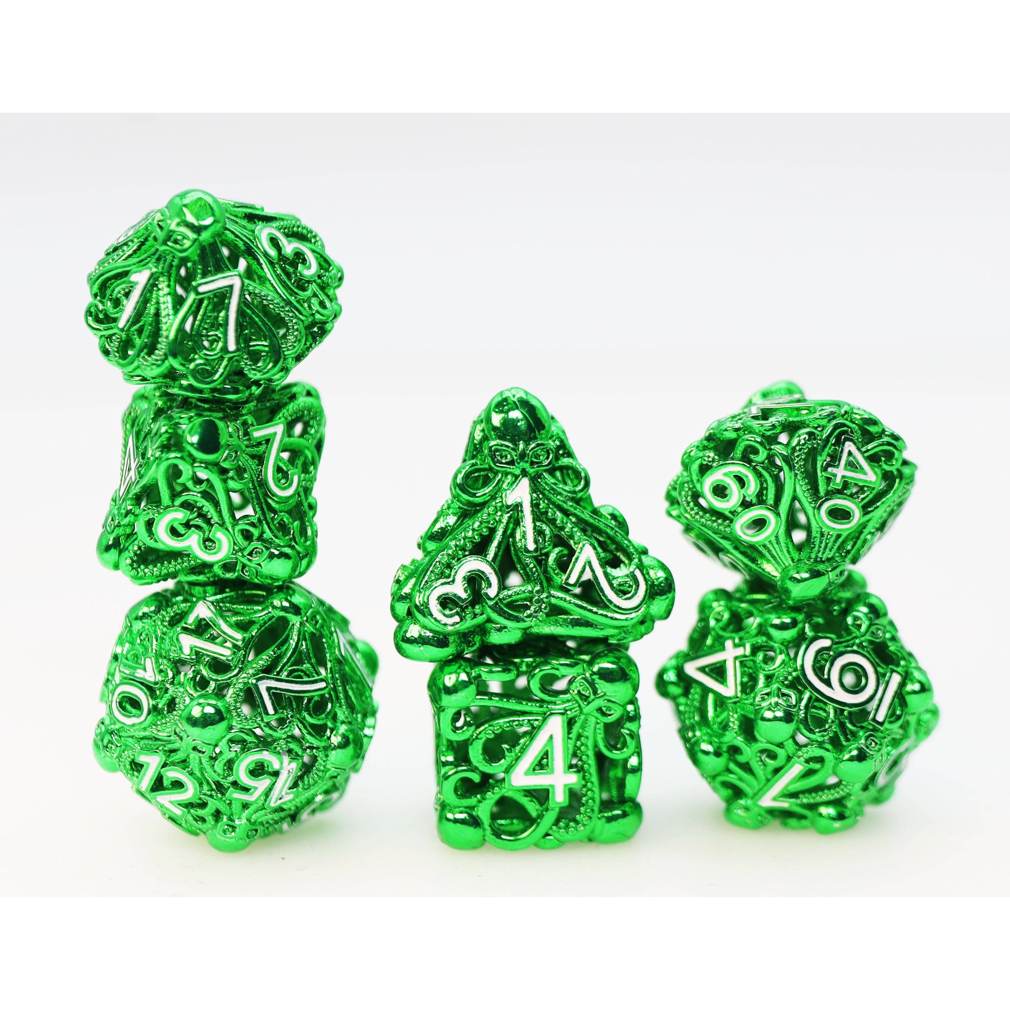 Mind Eater: Green - Hollow Metal RPG Dice Set