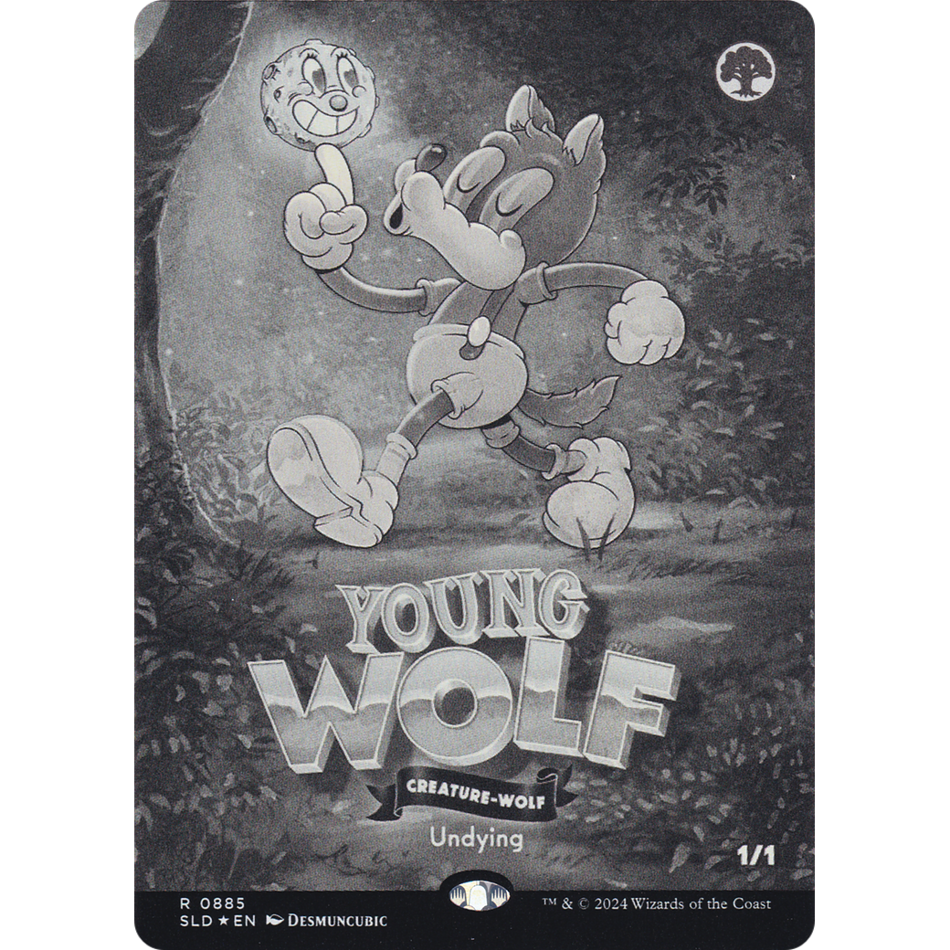 Young Wolf (Black & White Foil) (SLD-885) - Secret Lair Drop (Borderless) Foil