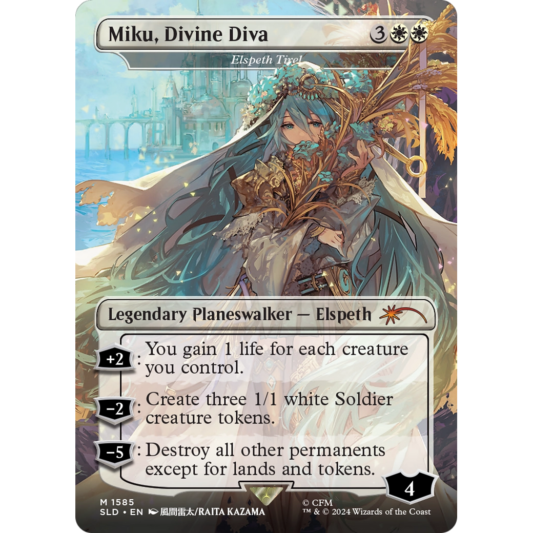 Miku, Divine Diva - Elspeth Tirel (SLD-1585) - Secret Lair Drop / Miku, Divine Diva (Borderless)