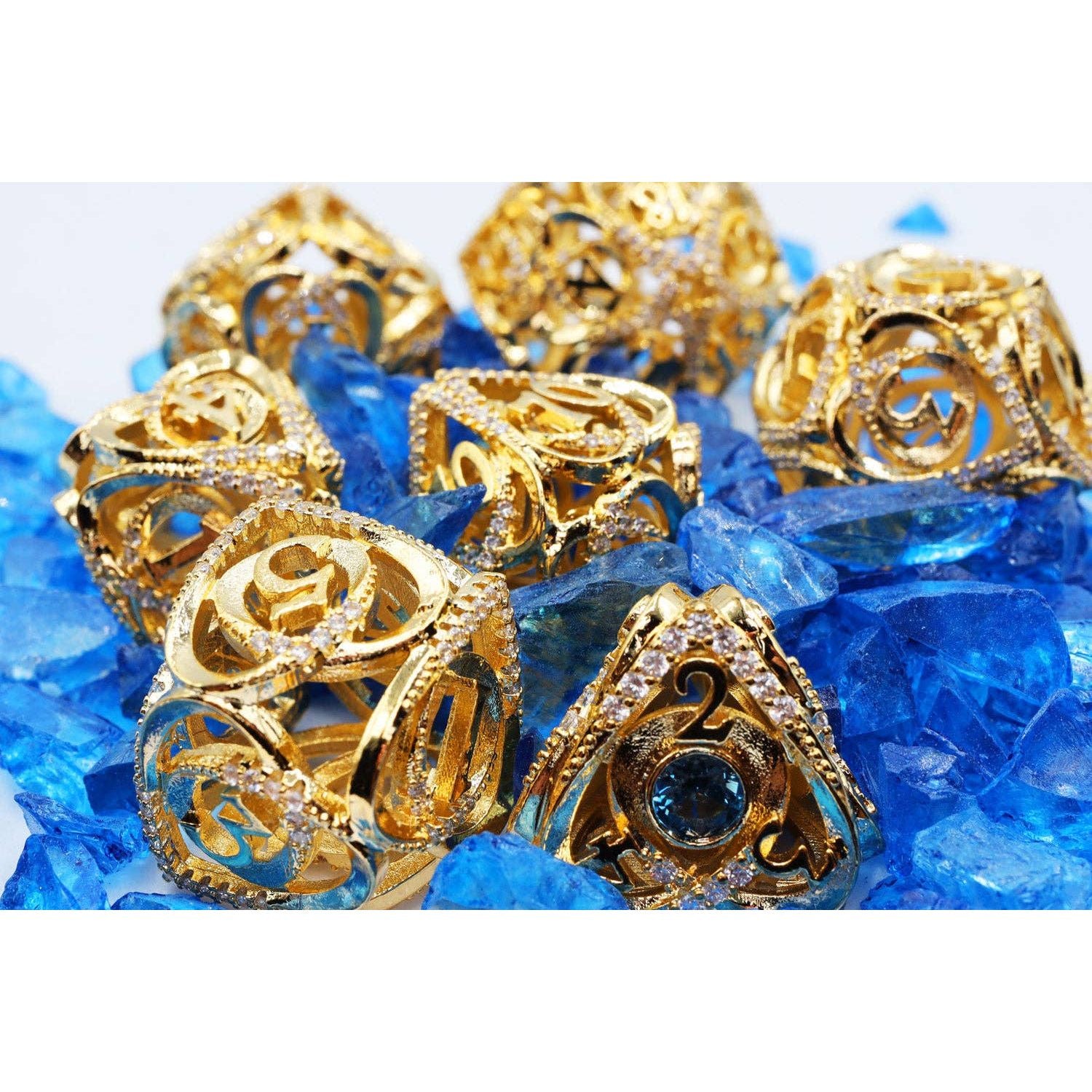 Hollow Hearts: Jeweled Gold - Metal RPG Dice Set