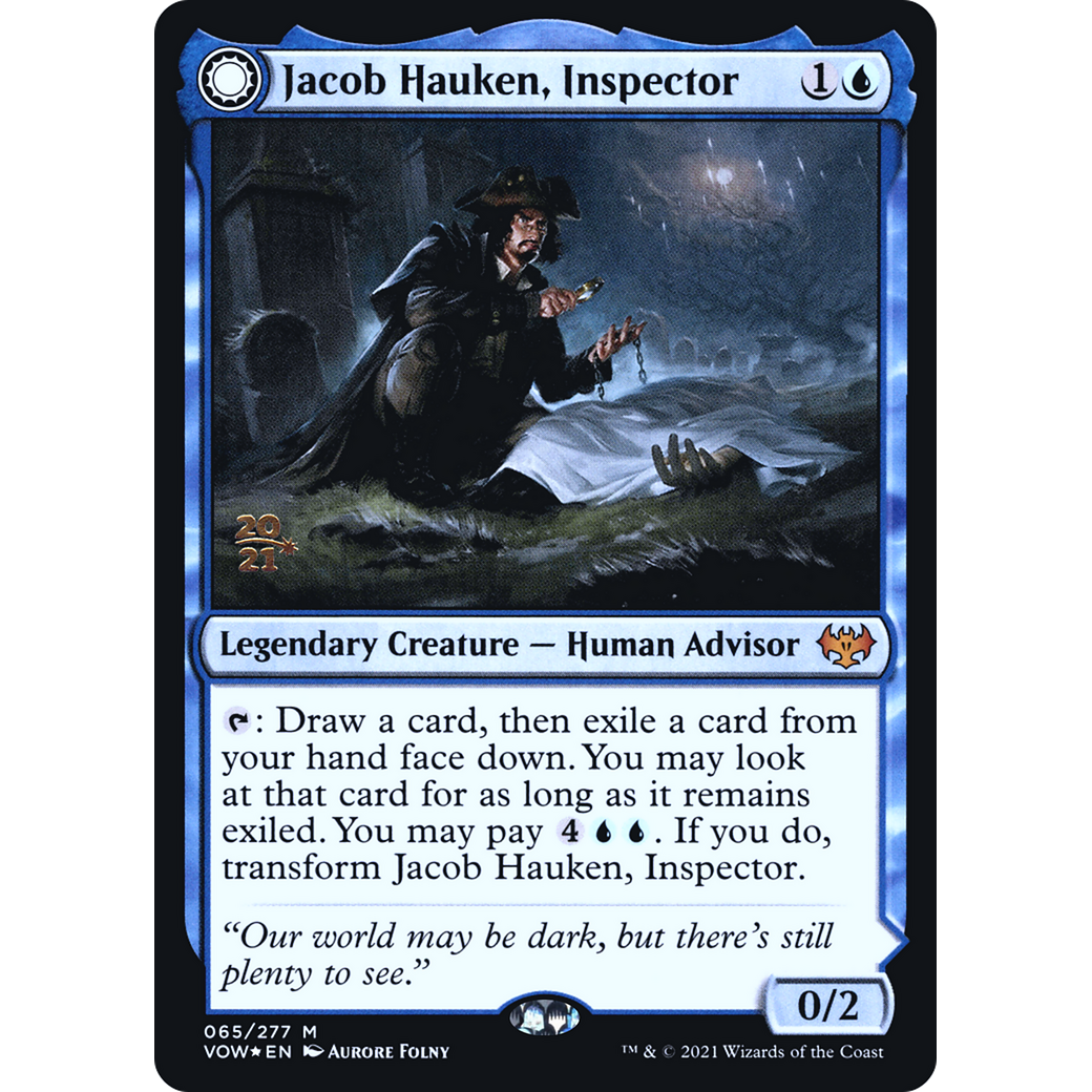 Jacob Hauken, Inspector (PRE-065) - Innistrad: Crimson Vow Promos: (Double Faced Transform) Foil