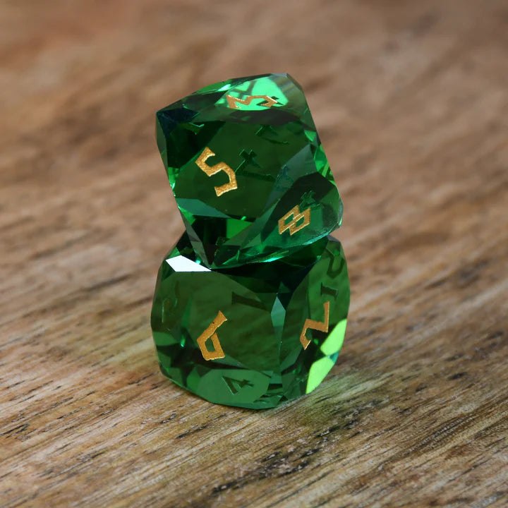 Misty Mountain - Emerald - 7-set Multifaceted Glass Dice
