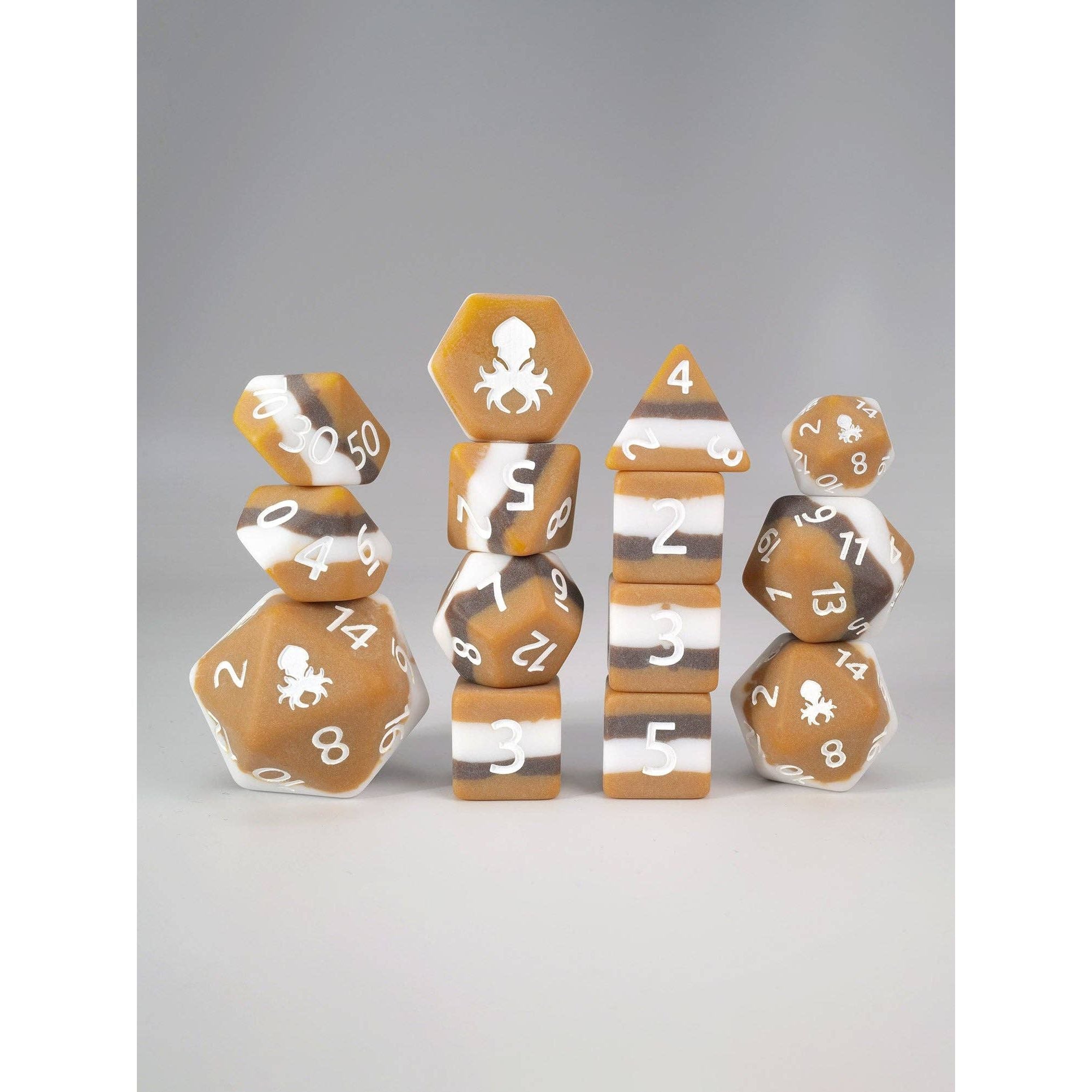 S'Mores 14pc Dice Set Inked in White