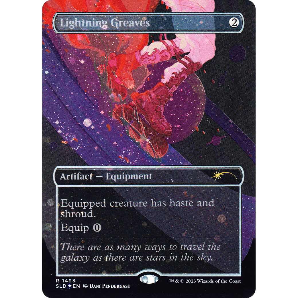 Lightning Greaves (1493) (Galaxy Foil) (SLD-1493) - Secret Lair Drop (Borderless) Foil