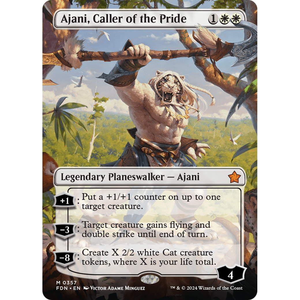 Ajani, Caller of the Pride (FDN-357) - Foundations (Borderless) Foil