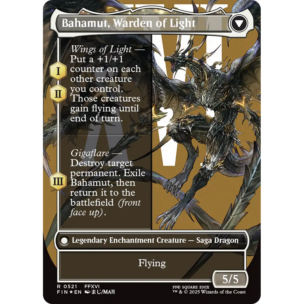 Dion, Bahamut's Dominant // Bahamut, Warden of Light (FIN-521) - FINAL FANTASY: (enchantment) (Borderless) Foil