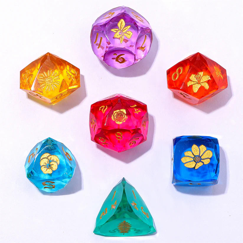 Captured Magic Luster Cut Resin Dice Set - Bouquet of Dice