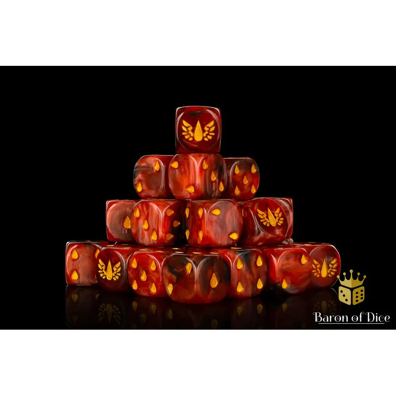 Baron of Dice: Blood Drop Round Wargaming D6 Set 25c