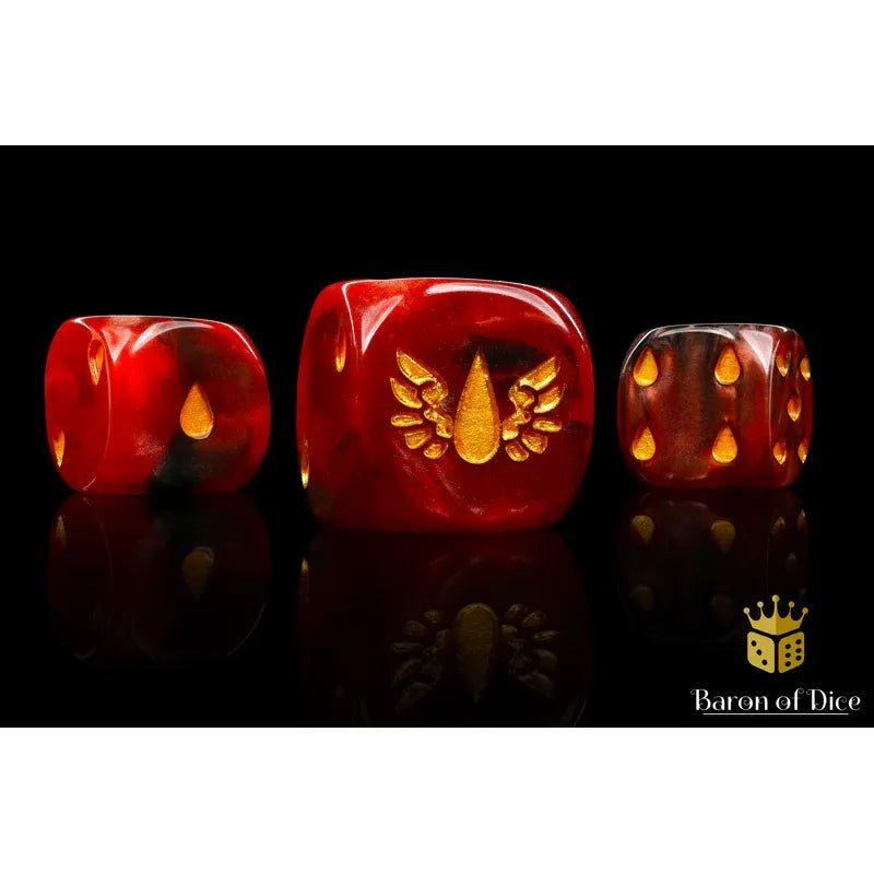 Baron of Dice: Blood Drop Round Wargaming D6 Set 25c