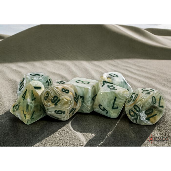 Chessex Marble Green/Dark Green Mega-Hedral 7-Dice Set