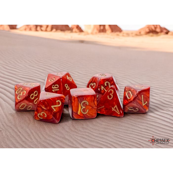 Chessex Scarab Scarlet/Gold Mega-Hedral 7-Dice Set