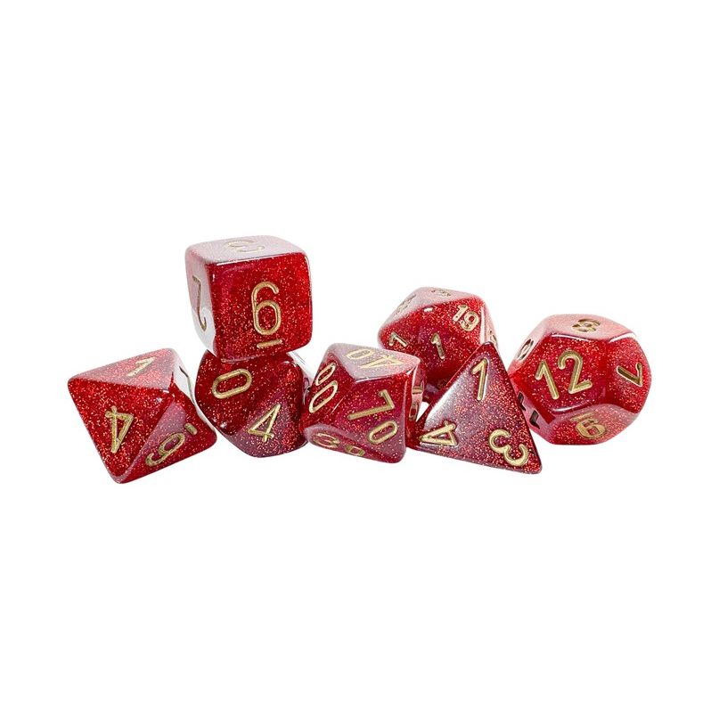 Chessex Glitter Ruby/Gold Mega-Hedral 7-Dice Set