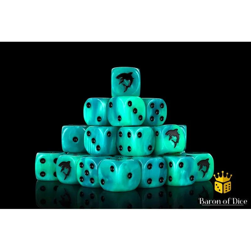 Baron of Dice: Carcharodon "Great White Shark" Round Wargaming D6 Set 25c