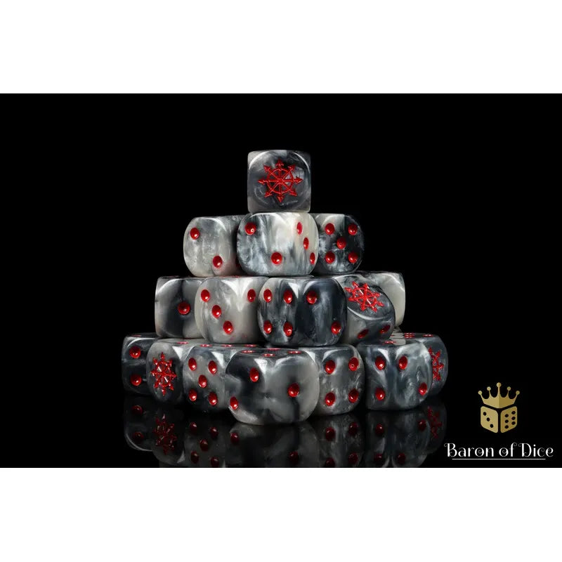 Baron of Dice: Chaos Demon Marble Round Wargaming D6 Set 25c