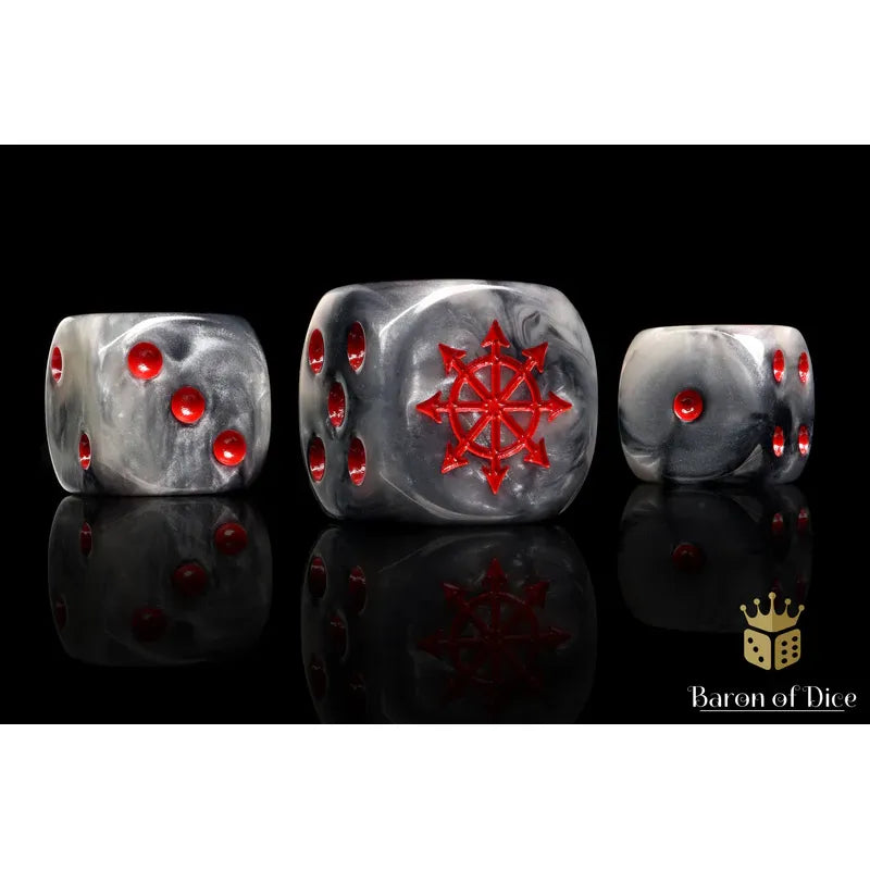 Baron of Dice: Chaos Demon Marble Round Wargaming D6 Set 25c