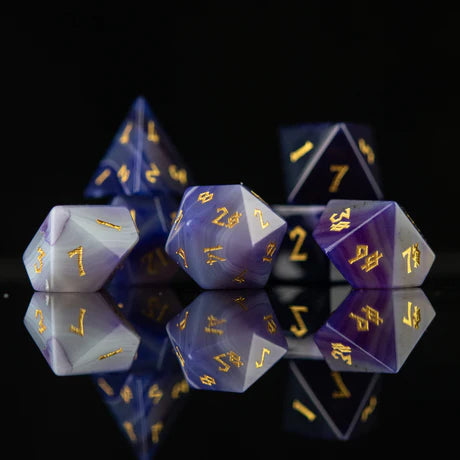 Misty Mountain - Purple Agate 7-set Stone Dice