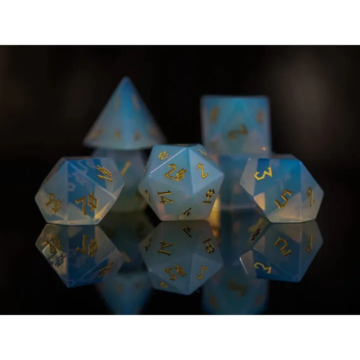 Misty Mountain - Opalite - 7-set Stone Dice