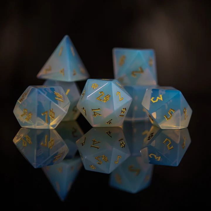 Misty Mountain - Opalite - 7-set Stone Dice