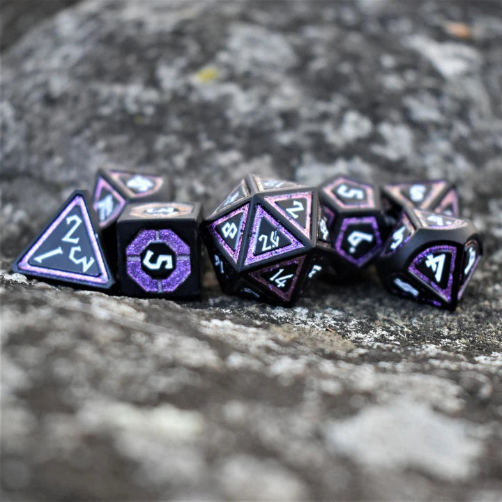 Misty Mountain - Cleric's Shadow Domain: Purple And Matte Black - 7-set Metal Dice