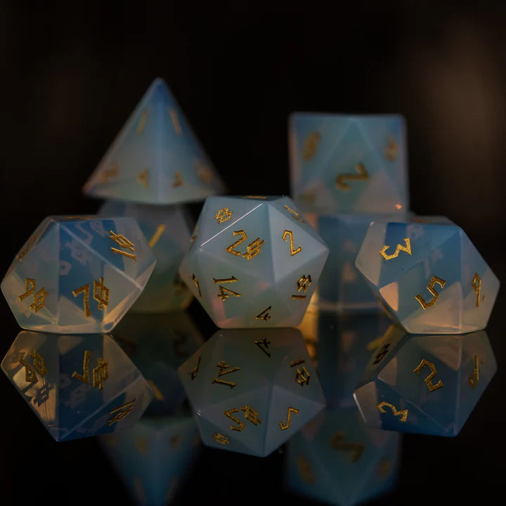 Misty Mountain - Opalite - 7-set Stone Dice