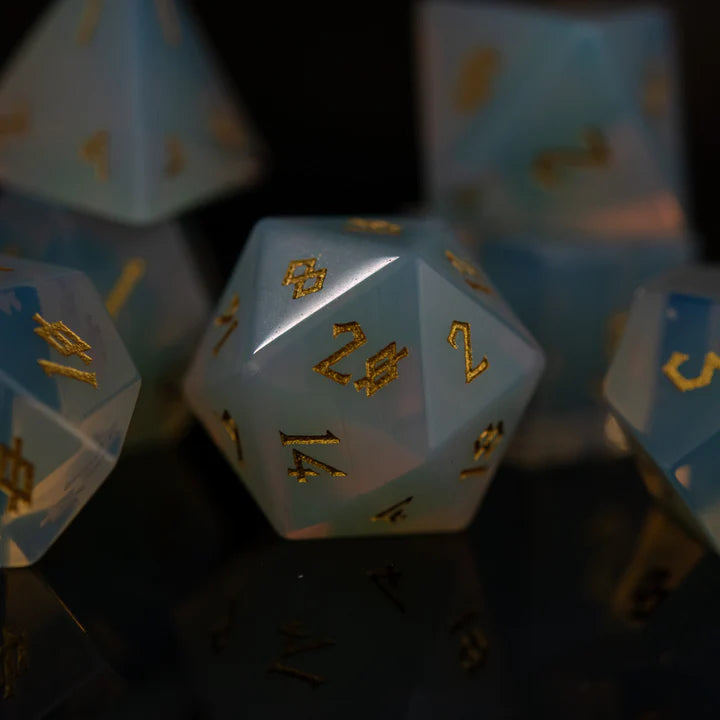 Misty Mountain - Opalite - 7-set Stone Dice