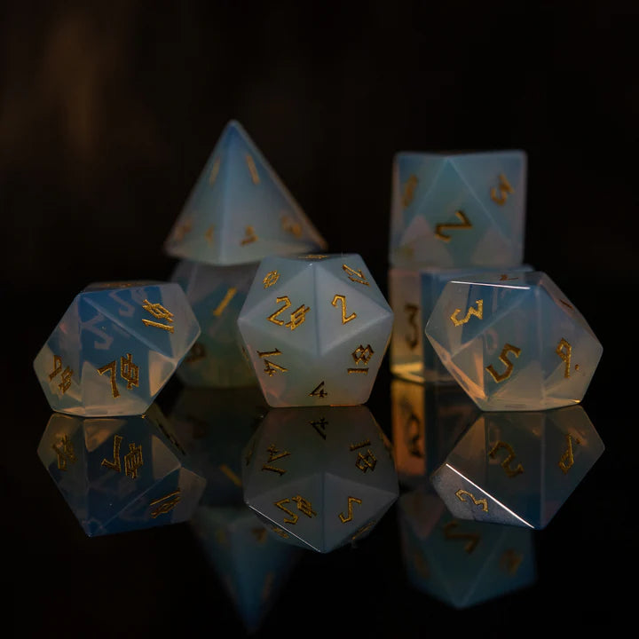 Misty Mountain - Opalite - 7-set Stone Dice