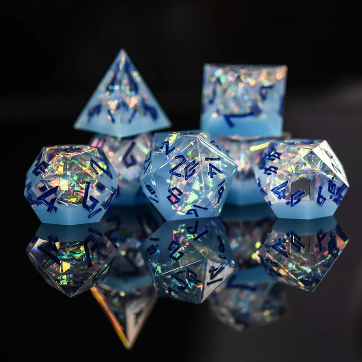 Misty Mountain - Ice Storm Sharp-Edged - 7-set Resin Dice
